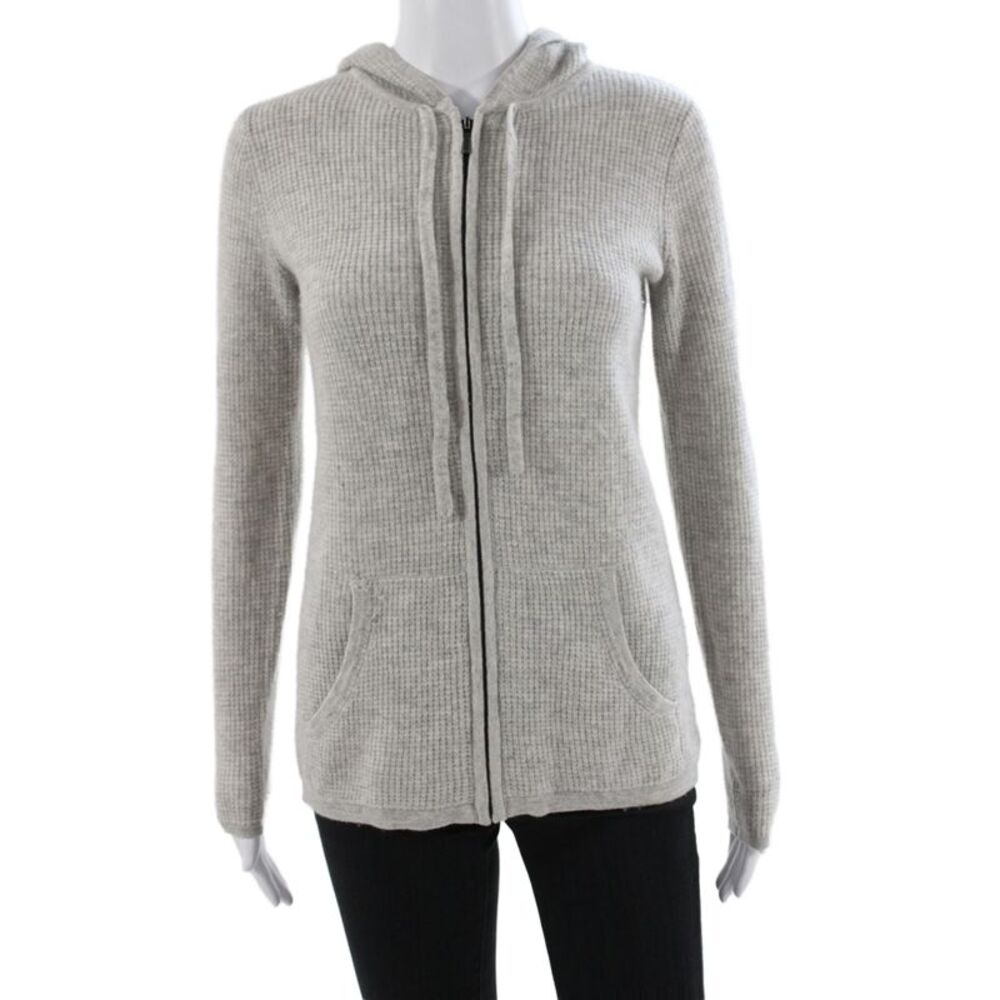 The Cashmere Project Womens Gray Cashmere Full Zip Sweater Size XS